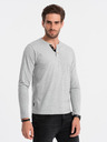 Ombre Clothing Šedé pánské tričko s knoflíky Ombre Clothing HENLEY