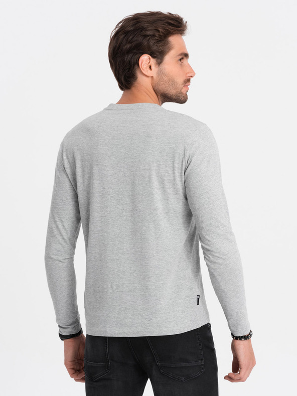 Ombre Clothing Šedé pánské tričko s knoflíky Ombre Clothing HENLEY