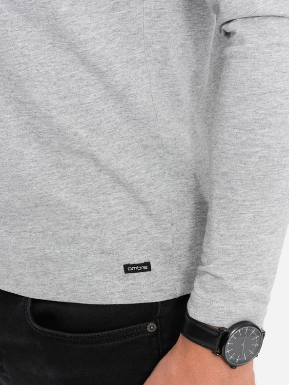 Ombre Clothing Šedé pánské tričko s knoflíky Ombre Clothing HENLEY