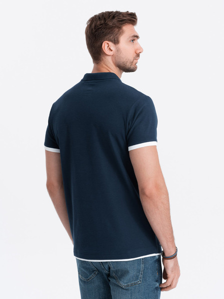 Ombre Clothing Tmavě modré pánské polo tričko Ombre Clothing