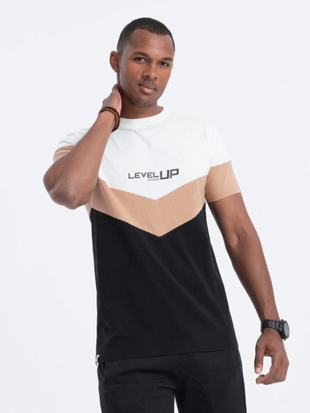 Ombre Clothing Hnědo-černé pánské tričko s nápisem Ombre Clothing