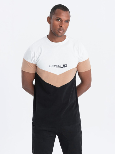 Ombre Clothing Hnědo-černé pánské tričko s nápisem Ombre Clothing