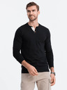 Ombre Clothing Černé pánské tričko s knoflíky Ombre Clothing HENLEY