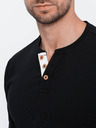 Ombre Clothing Černé pánské tričko s knoflíky Ombre Clothing HENLEY