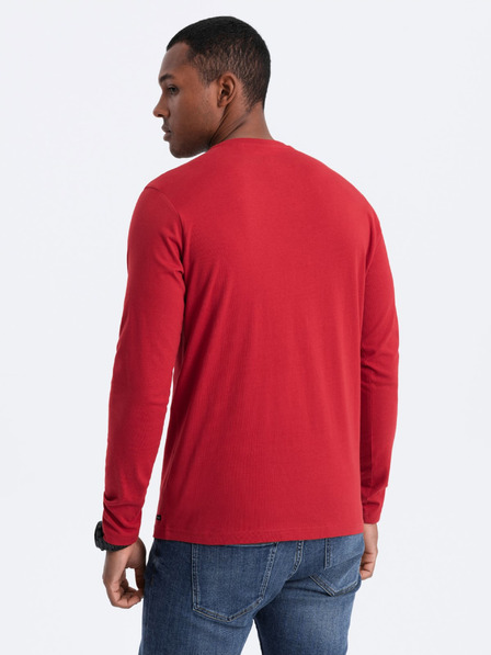 Ombre Clothing Červené pánské tričko s knoflíky Ombre Clothing HENLEY