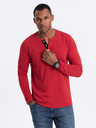 Ombre Clothing Červené pánské tričko s knoflíky Ombre Clothing HENLEY