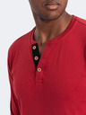 Ombre Clothing Červené pánské tričko s knoflíky Ombre Clothing HENLEY