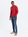 Ombre Clothing Červené pánské tričko s knoflíky Ombre Clothing HENLEY