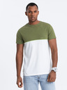 Ombre Clothing Bílo-zelené pánské tričko Ombre Clothing