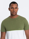 Ombre Clothing Bílo-zelené pánské tričko Ombre Clothing