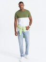 Ombre Clothing Bílo-zelené pánské tričko Ombre Clothing