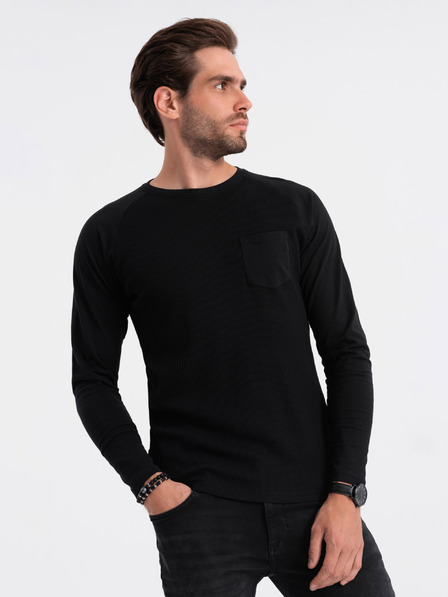 Ombre Clothing Černé pánské basic tričko s kapsičkou Ombre Clothing