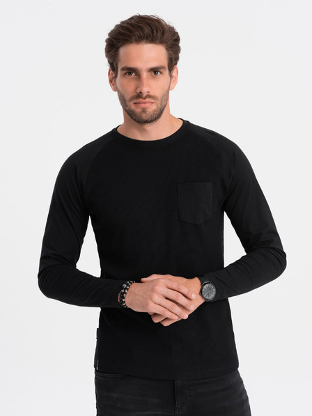 Ombre Clothing Černé pánské basic tričko s kapsičkou Ombre Clothing