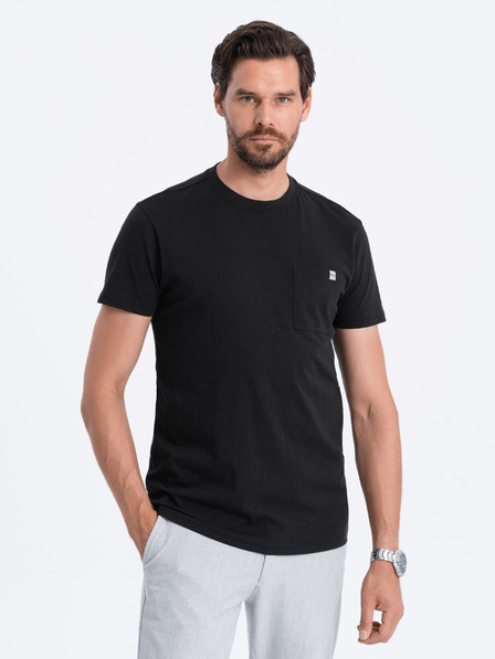 Ombre Clothing Černé pánské tričko s kapsičkou Ombre Clothing