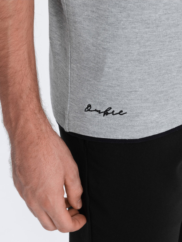 Ombre Clothing Šedé pánské polo tričko Ombre Clothing