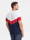 Ombre Clothing Červeno-modré pánské tričko s nápisem Ombre Clothing