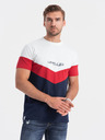 Ombre Clothing Červeno-modré pánské tričko s nápisem Ombre Clothing