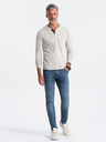 Ombre Clothing Světle šedé pánské tričko s knoflíky Ombre Clothing HENLEY