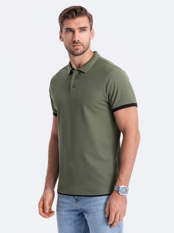 Ombre Clothing Zelené pánské polo tričko Ombre Clothing