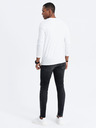 Ombre Clothing Bílé pánské tričko s knoflíky Ombre Clothing HENLEY