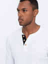 Ombre Clothing Bílé pánské tričko s knoflíky Ombre Clothing HENLEY