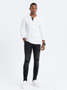 Ombre Clothing Bílé pánské tričko s knoflíky Ombre Clothing HENLEY