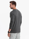 Ombre Clothing Tmavě šedé pánské tričko s knoflíky Ombre Clothing HENLEY