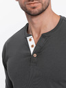 Ombre Clothing Tmavě šedé pánské tričko s knoflíky Ombre Clothing HENLEY