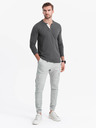 Ombre Clothing Tmavě šedé pánské tričko s knoflíky Ombre Clothing HENLEY