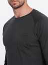 Ombre Clothing Tmavě šedé pánské basic tričko s kapsičkou Ombre Clothing