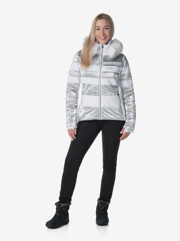 Kilpi Dámská lyžařská bunda v bílé, šedé a stříbrné barvě Kilpi Dalila