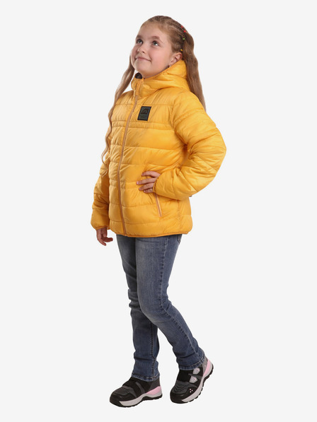 ALPINE PRO Fialovo-žlutá dětská oboustranná prošívaná bunda hi-therm ALPINE PRO Michro