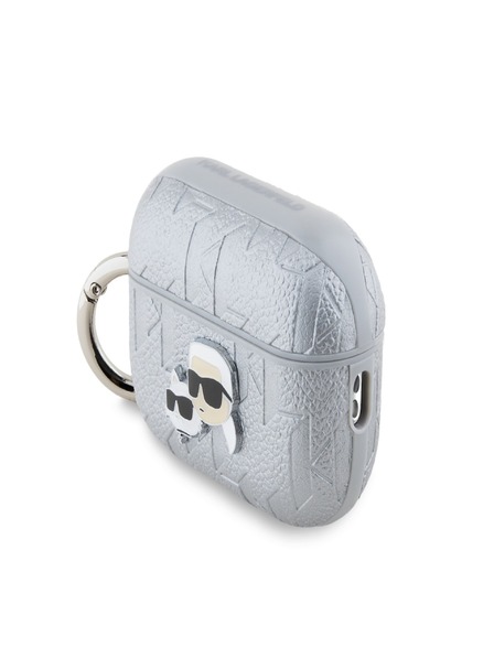 Karl Lagerfeld PU Embossed Karl and Choupette Heads Pouzdro pro AirPods Pro 2 Silver Karl Lagerfeld