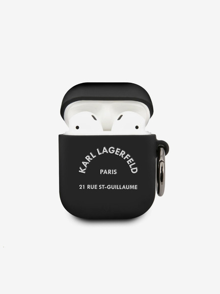 Karl Lagerfeld Rue St Guillaume Silikonové Pouzdro pro Airpods 1/2 Black Karl Lagerfeld