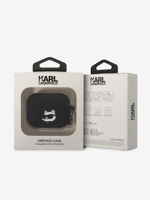Karl Lagerfeld 3D Logo NFT Choupette Head Silikonové Pouzdro pro Airpods Pro Black Karl Lagerfeld