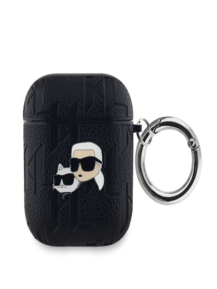 Karl Lagerfeld Karl Lagerfeld PU Embossed Karl and Choupette Heads Pouzdro pro AirPods 1/2 Black