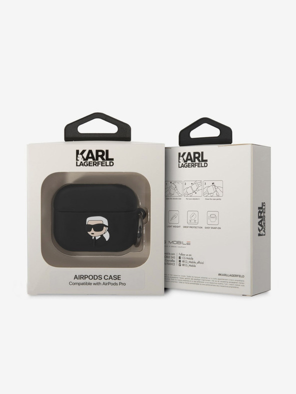 Karl Lagerfeld 3D Logo NFT Karl Head Silikonové Pouzdro pro Airpods Pro Black Karl Lagerfeld
