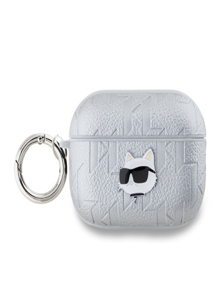 Karl Lagerfeld Karl Lagerfeld PU Embossed Choupette Head Pouzdro pro AirPods Pro 2 Silver
