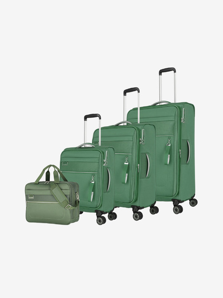 Travelite Sada tří cestovních kufrů a palubní tašky v zelené barvě Travelite Miigo 4w S,M,L