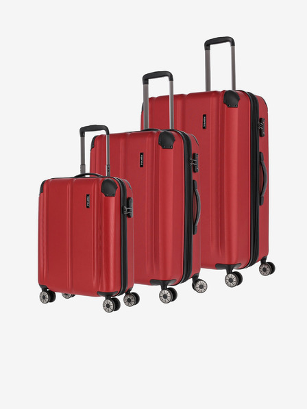 Travelite Sada tří cestovních kufrů v červené barvě Travelite City 4w S,M,L