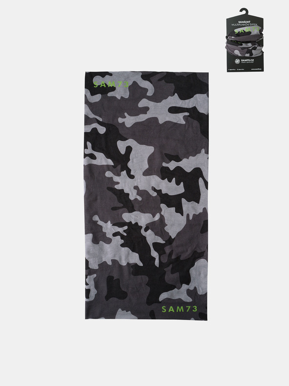 Sam 73 Šedý vzorovaný multifunkční šátek SAM 73