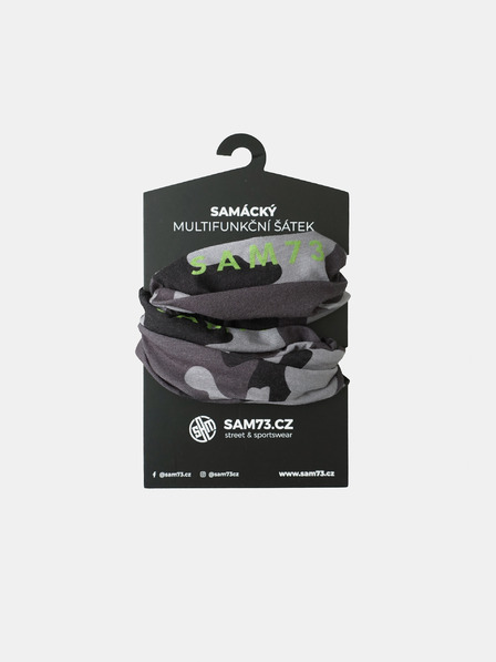 Sam 73 Šedý vzorovaný multifunkční šátek SAM 73