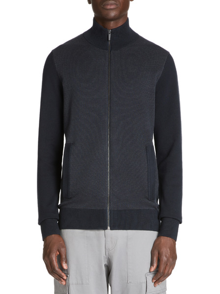Celio Tmavě modrý pánský kardigan na zip Celio Jusnow slim