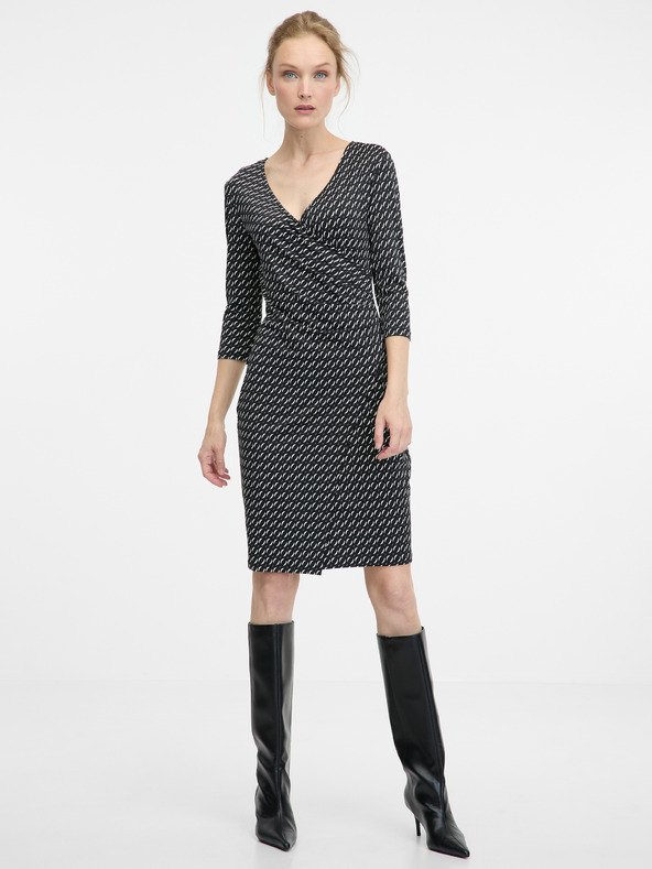 Orsay Černé dámské šaty ke kolenům ORSAY