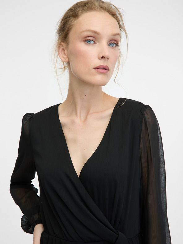 Orsay Černé dámské šaty ke kolenům ORSAY