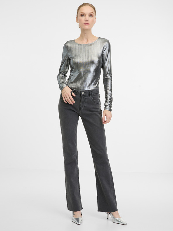 Orsay Stříbrné dámské tričko s dlouhým rukávem ORSAY