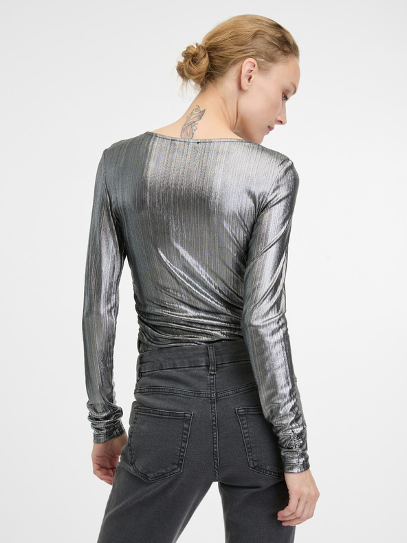 Orsay Stříbrné dámské tričko s dlouhým rukávem ORSAY