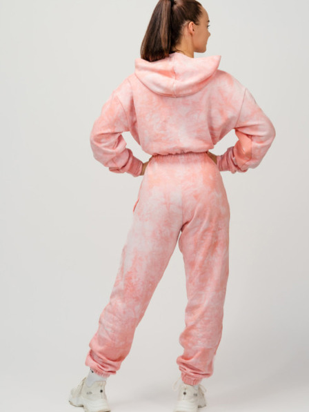 Nebbia Růžová dámská vzorovaná mikina s kapucí NEBBIA Re-fresh Women’s Crop Hoodie Nebbia