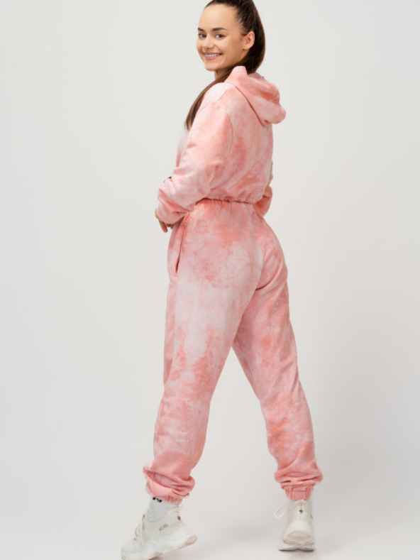 Nebbia Růžová dámská vzorovaná mikina s kapucí NEBBIA Re-fresh Women’s Crop Hoodie Nebbia