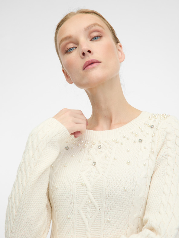 Orsay Krémové dámské šaty ke kolenům ORSAY